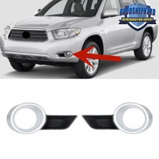 Front Fog Light Lamp Cover Silver Trim Black Bezel For 2008/2009/2010 Highlander