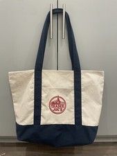Trader Joe's Reusable Canvas Eco Tote Bag Heavy Duty Large Bag Blue White - NEW