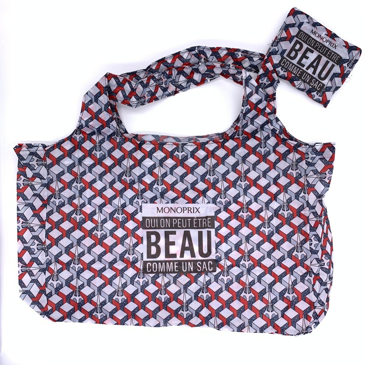 Monoprix French Shopping Bag Eiffel Tower Red Design