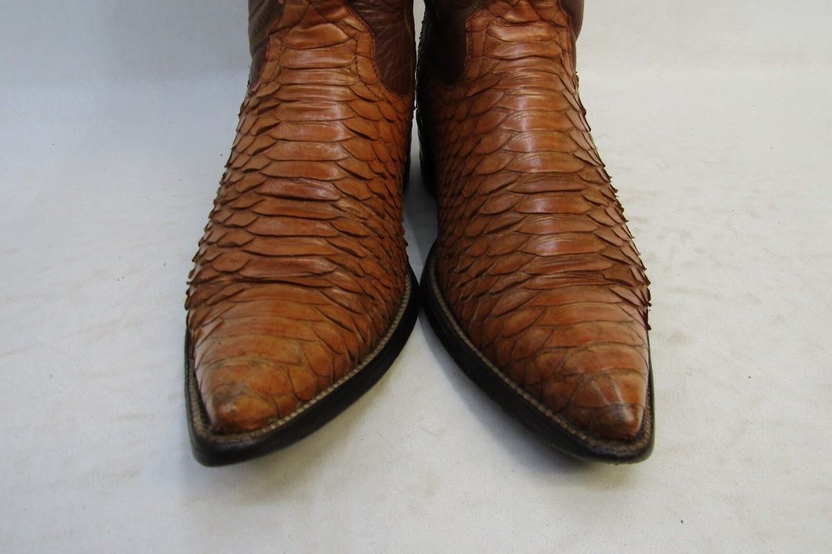 Goss Mens Size 6 D Brown Leather Snake Skin Western Cowboy 