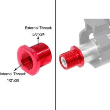 Red Aluminum Adapter to Convert 1/2x28 TPI to 5/8x24 TPI