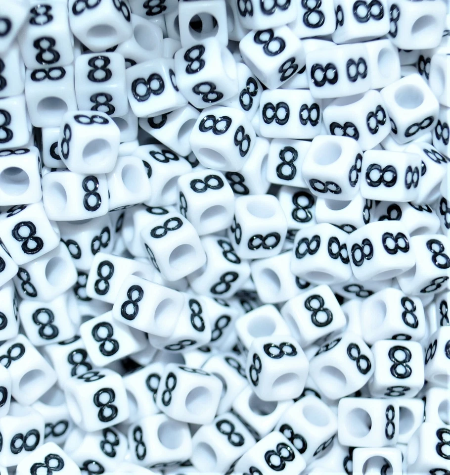 100 pcs quality WHITE single number square beads of 6 & 7 mm, 1234567890# - Image 4 of 4