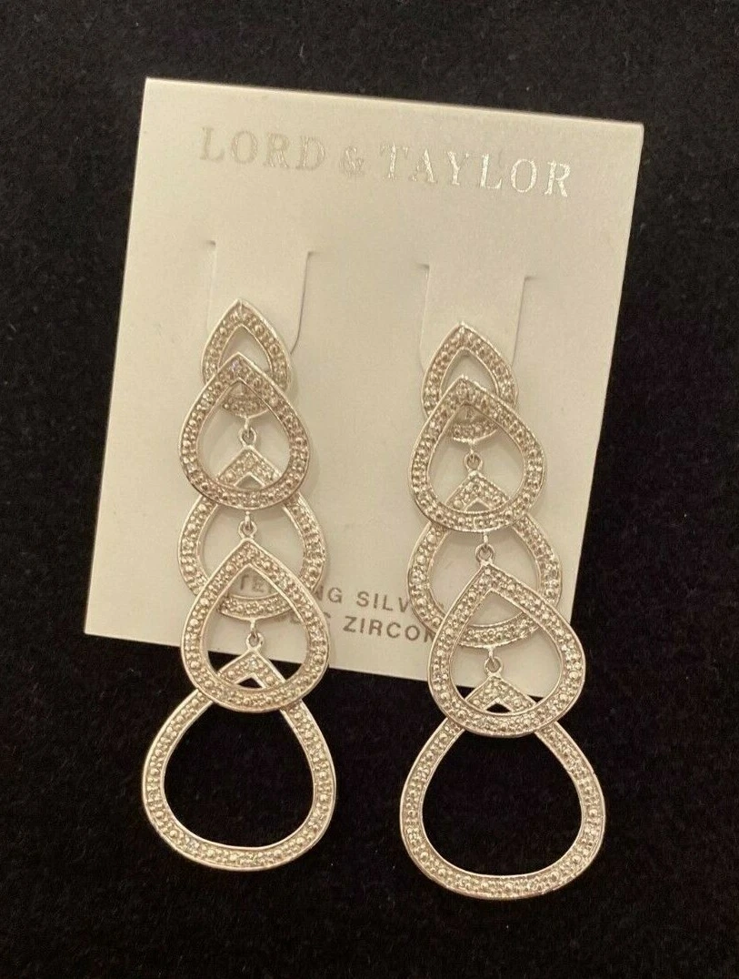 Lord Taylor Sterling Silver and Cubic Zirconia statement drop