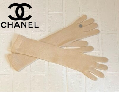 Chanel Gloves Long Coco Charm Cashmere Off White m17_0707