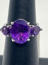 Beautiful Amethyst Ring size 6 9.25 silver