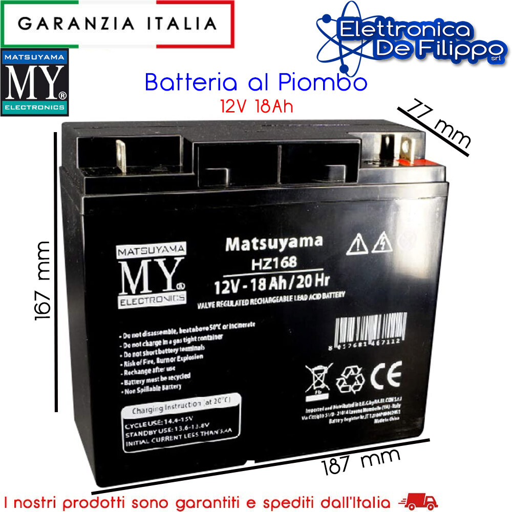 Batteria 12V 18Ah RM12-18 AGM per Progetti Solari e Fai-da-te