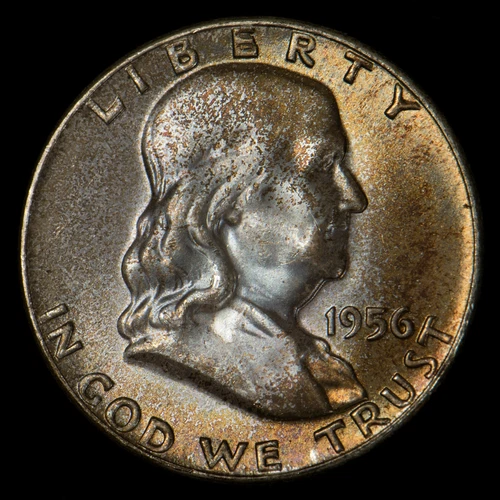 1956 50c Franklin Half Dollar - Mint Set Toning - NGC MS 65 FBL - SKU-T974