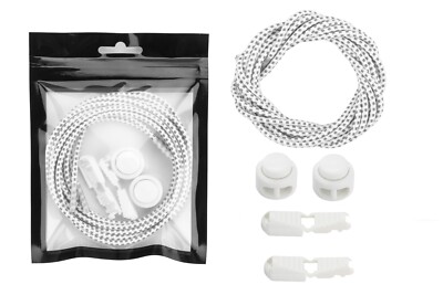 Jovial Hues: Button Lock No-Tie 3M 3Dot Reflective Safety Elastic Laces - White