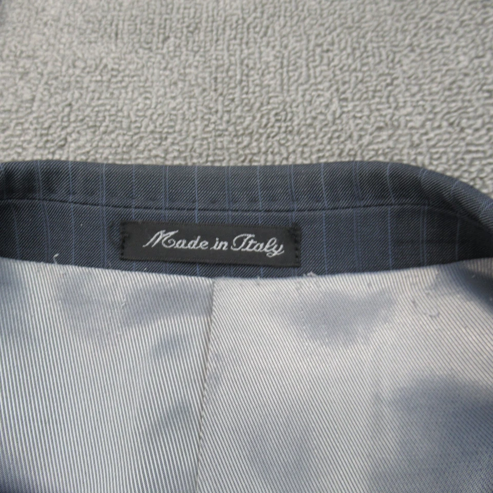 Terno Giovanni Bresciani Masculino 46R Azul Lã Seda Slim Fit 2 Peças Super 150s Itália - Imagem 3 de 4