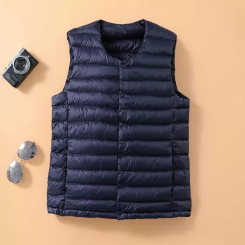 Men's Collarless Down Vest V-neck Light Down New Jacket Warm Jacket M-3XL - Picture 14 of 18