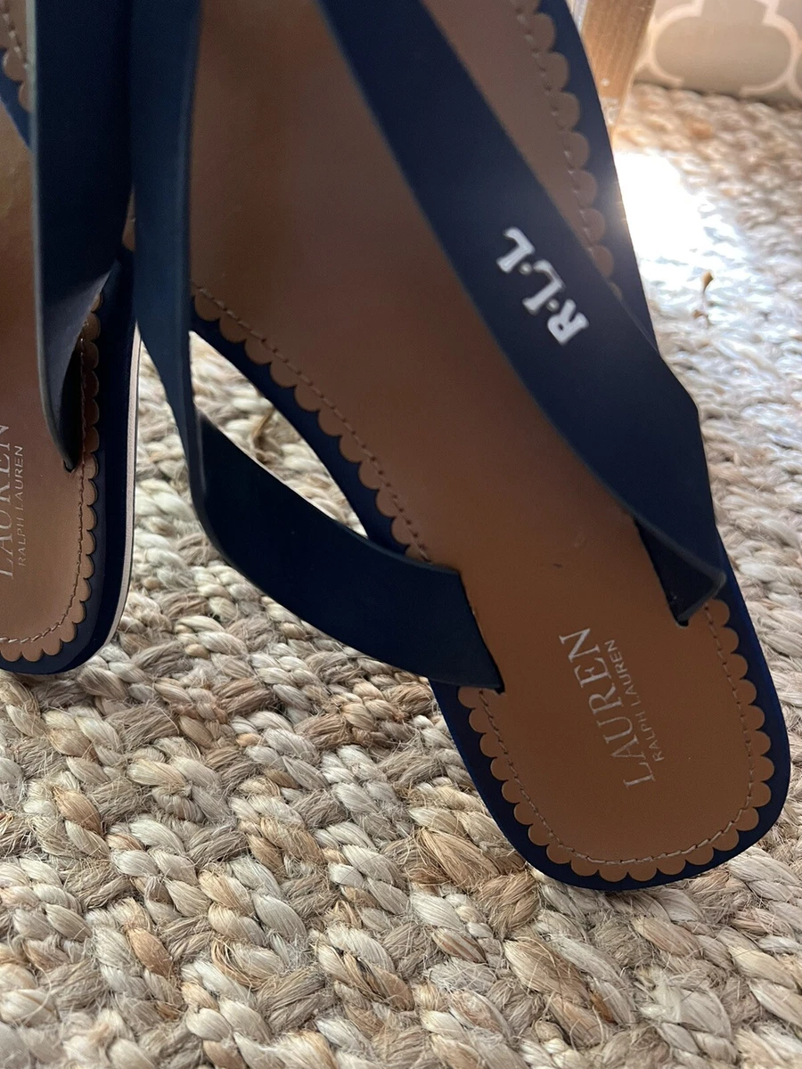 Ralph lauren navy blue hotsell flip flops