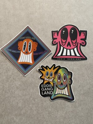 EDDIE GANGLAND - Rare Street Art Sticker Lot - supreme atomik banksy hoxxoh blek