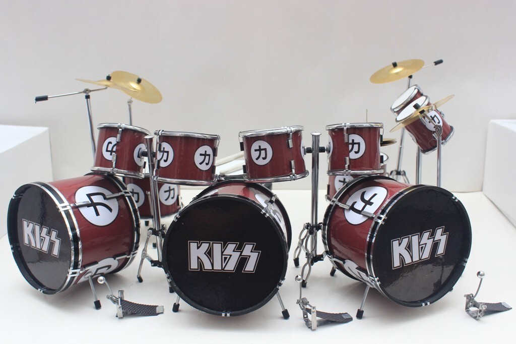 Miniature Drum Set Kit KISS Triple Bass Drum Miniature Replica Drum Set