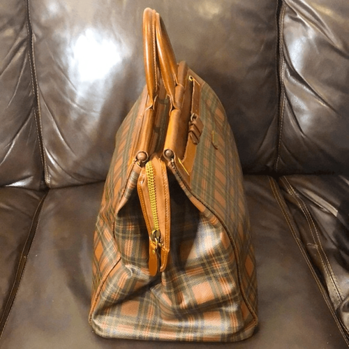 Bolso de viaje RALPH LAUREN verde tartán marrón a cuadros médico Boston fin de semana vintage - Imagen 4 de 16