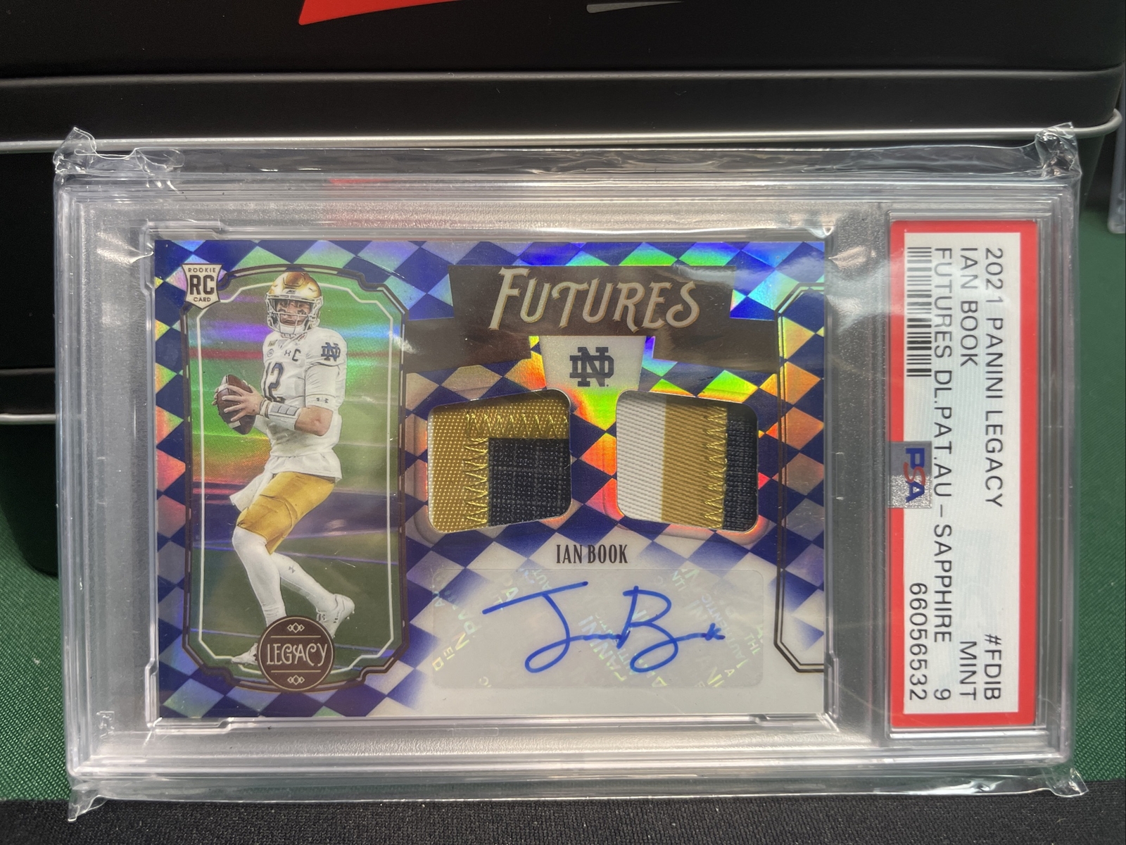 Ian Book Panini Legacy Futures Dual Patch Autographs #FDIB Sapphire