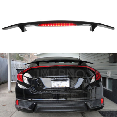 For Honda Civic Sedan 16-21 52'' Sport Rear Trunk Spoiler Wing Matte Brake Light