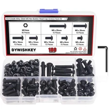 DYWISHKEY 180 Pieces M5 X 6Mm/8Mm/10Mm/12Mm/16Mm/20Mm/25Mm, 10.9 Grade Alloy Ste