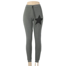 Chaser Sz XS x 30 Green Black Star Drawstring Jersey Polyester Rayon Sweat Pant