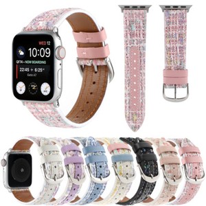 Pour Apple Watch Bracelet en cuir tweed Series 10 9 8 7 6 5 SE 40 45 42 44 46mm