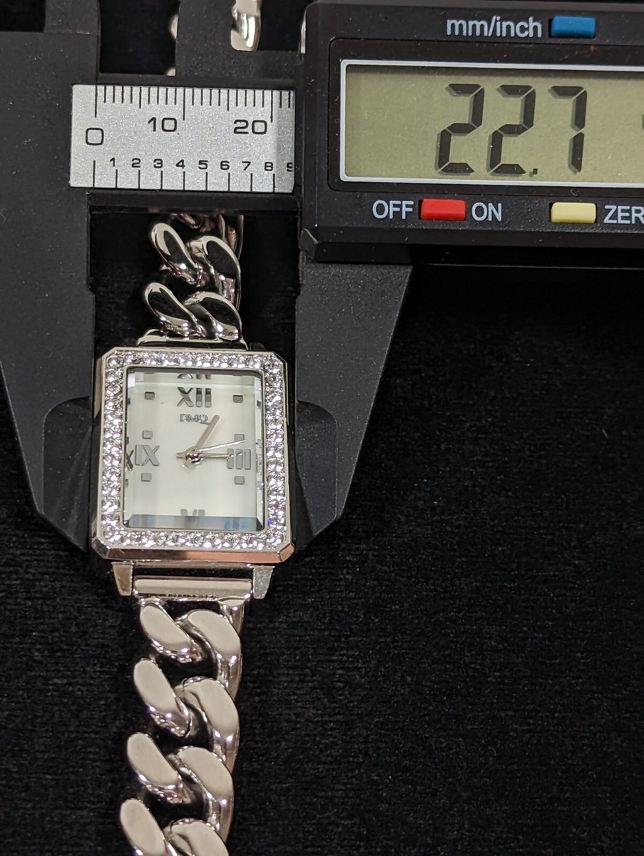 DMQ CZ Womans MOP Dial Crystal Accnt Silver Tone Chain Link  display picture 1