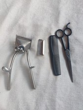 VTG Oster Hand Hair Clippers 110 40s 50s w/Forged Steel Scissors Comb Barber