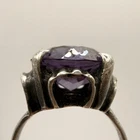 Vintage Sterling Silver Purple Stone Cocktail Ring Approx 6.75 Statement Ring