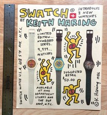 ORIGINAL Keith Haring x SWATCH Vtg Print Adve...