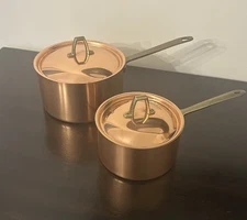 NIB 1801 Paul Revere Signature Collection 1 & 2 Qt Covered Saucepans Copper!