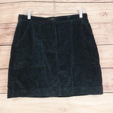 Gap Skirt Womens 8 Green Corduroy Straight Short Elastic Waist Pockets Button