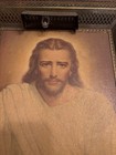 Vintage 1940-1950 Ornate Brass Framed Portrait Of Jesus With Light — photo 7