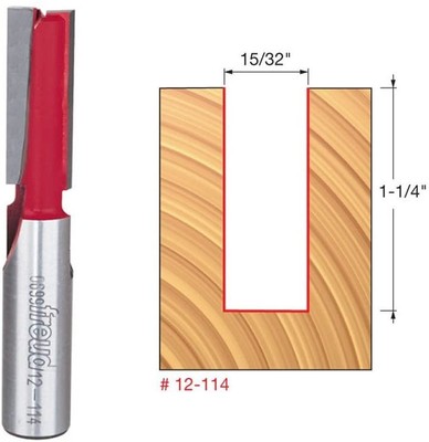 Freud 12-114 15/32'' Diameter Double Flute Straight Bit (Eclipse Grind)
