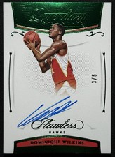 2020-21 Panini Flawless Legendary Scripts Emerald /5 Dominique Wilkins Hawks HOF