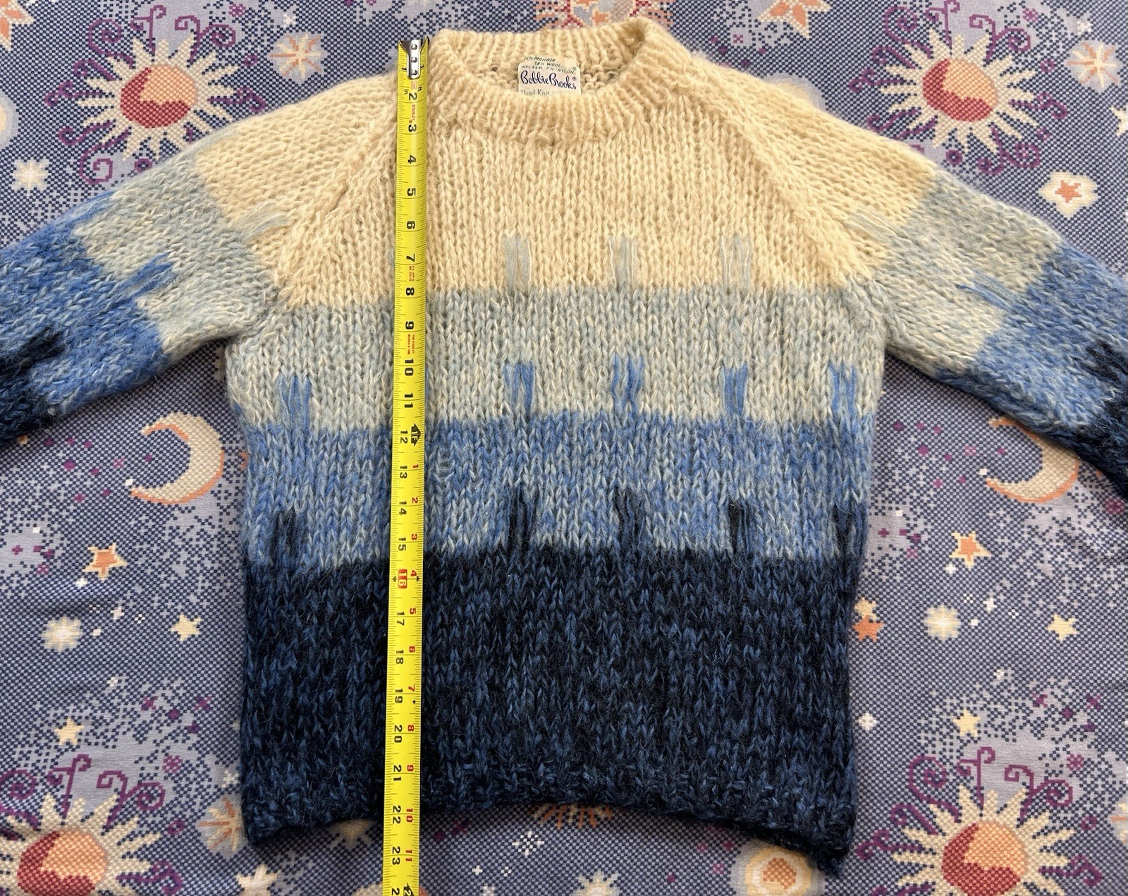 Vintage Bobbie Brooks Blue Mohair & Wool Blend Knit Sweater Italy Womens SMALL thumbnail 12