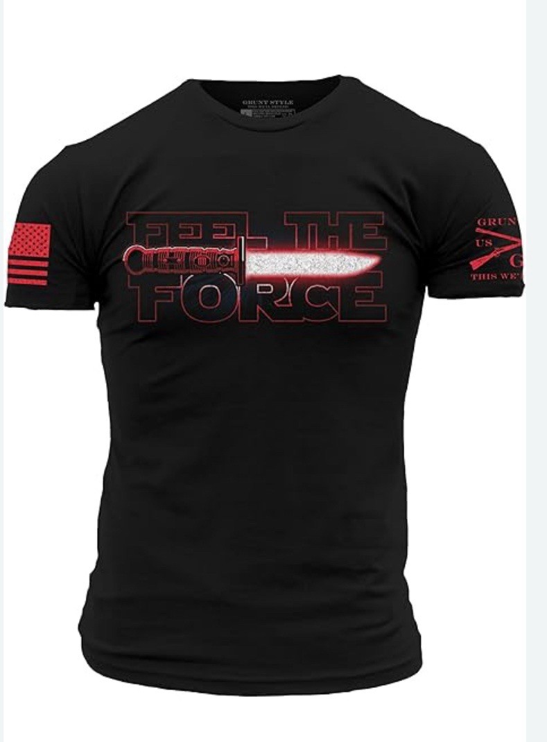 Grunt Style Men’s T-Shirt Feel The Red Force Black Sz: L NWT