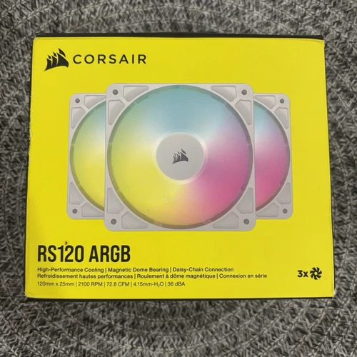 CORSAIR RS120 ARGB 120mm PWM Fans (3-pack) - Daisy-Chain Connection - White