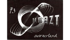 HB9ZT Zurigo Svizzera Ham Radio QSL Card Design psichedelico e antenna 1973
