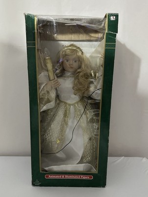 Animated Tabletop Angel Christmas Decor Vintage Blonde Gold Wings Indoor