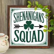 2D Shenanigans Squad Wooden Framed Sign Vintage St. Patrick'S Day Decor