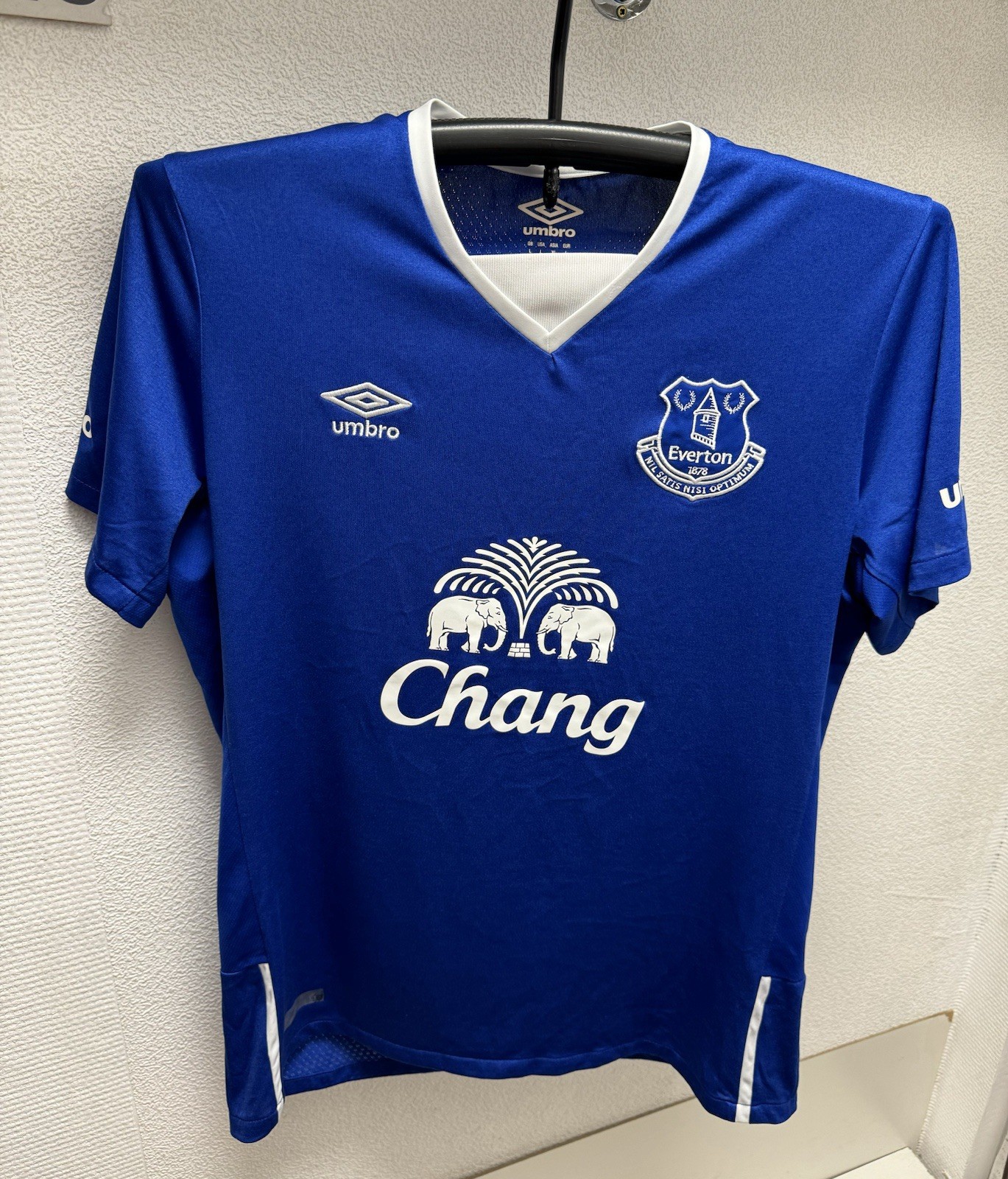 Umbro Everton Blue Soccer Jersey Men Sz L  2015 2016 Team Official Chang Sponsor