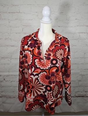 Floral & Ivy Retro Boho Hippie Psychedelic 70's Inspired Top Shirt Flower Size M