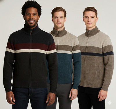 Herren Sherpa GEFÜTTERTE Strickjacke Trichterkragen Reißverschluss Strickpullover Jacken warm