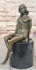 Hot Cast Bronze Nude Woman by Milo Seated Female Lady Sculpture Collectible