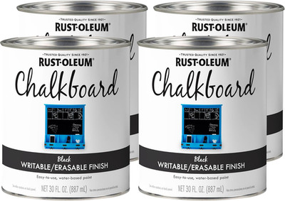 Flat Black Chalkboard Brush-On Paint, 30 Oz, 4 Pack - Versatile Finish