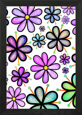 Doodle Daisy Flower 19 gerahmtes Wandbild Poster Leinwanddruck Bild