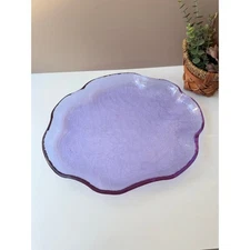 Vintage Fire and Light Recycled Glass Lily Pad Platter | Lavender Light Purple