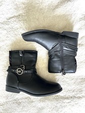 Michaels Kors Black MK Logo Strap Ankle Boots Size 4
