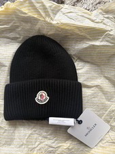 Moncler Logo-Patch Wool Cashmere Beanie Hat Black | New Season | Authentic