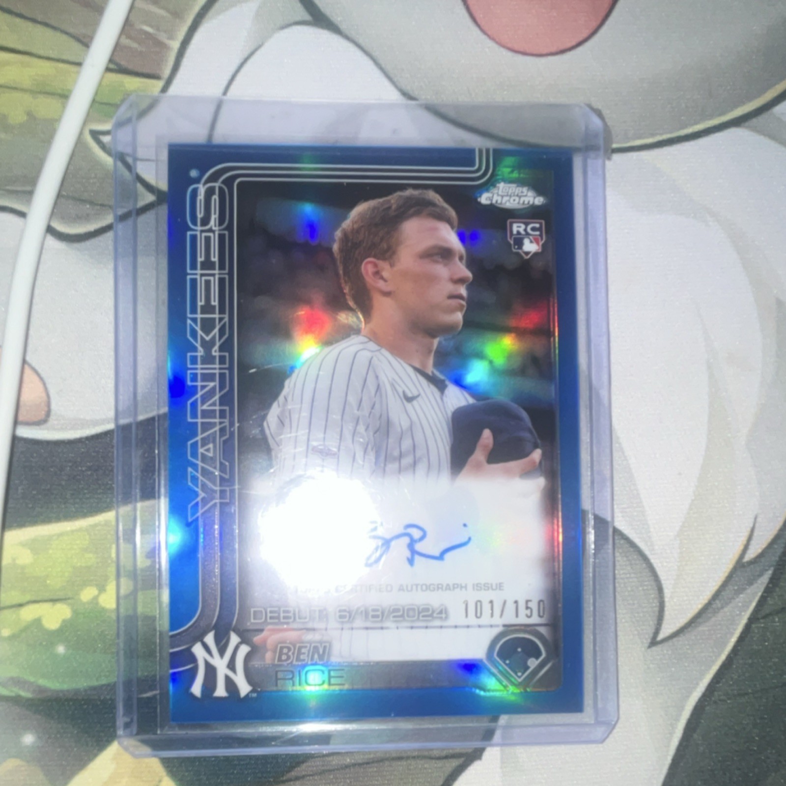 Topps Chrome 2025 Ben Rice Rookie Autograph Blue Refractor Yankees /150