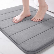 Yimobra Memory Foam Bath Mat - Soft, Absorbent, Non-Slip, 24" x 17", Grey