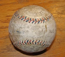 Antique 1910's-20's Goldsmith 99 Baseball, Red & Black Stitching, Awesome Ball